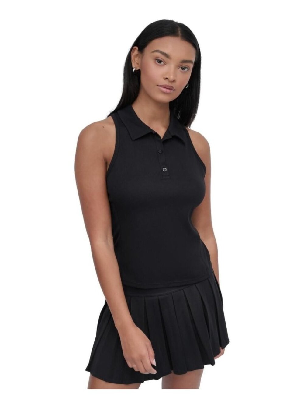 DKNY Sport Women's Court Racerback Polo Tank Top - Black L - Picture 5 of 6